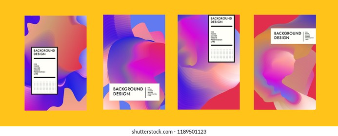 Wavy Colorful Marble Background Set. Trendy Gradient Shapes Composition. Eps10 Vector.