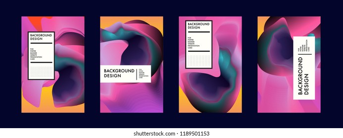 Wavy Colorful Marble Background Set. Trendy Gradient Shapes Composition. Eps10 Vector.