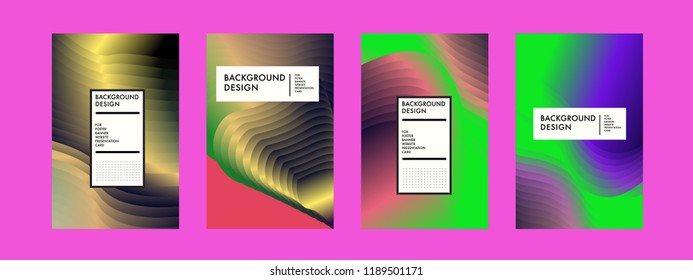 Wavy Colorful Marble Background Set. Trendy Gradient Shapes Composition. Eps10 Vector.