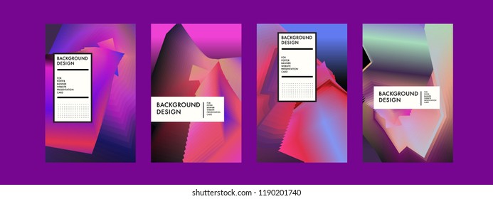 Wavy Colorful Marble Background Set. Trendy Gradient Shapes Composition. Eps10 Vector.
