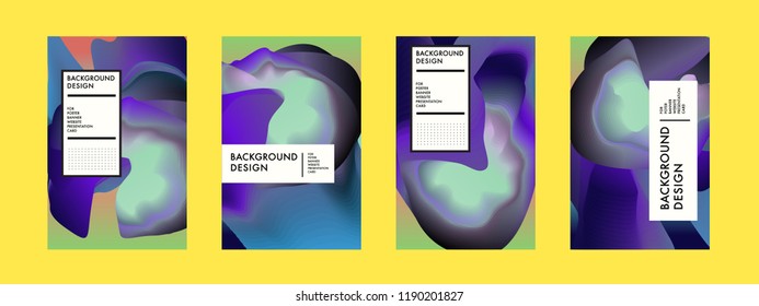 Wavy Colorful Marble Background Set. Trendy Gradient Shapes Composition. Eps10 Vector.