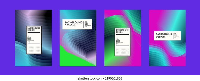 Wavy Colorful Marble Background Set. Trendy Gradient Shapes Composition. Eps10 Vector.