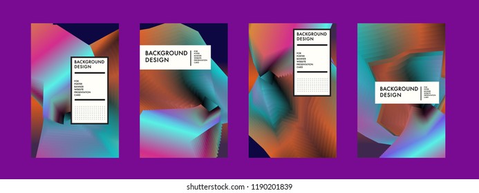 Wavy Colorful Marble Background Set. Trendy Gradient Shapes Composition. Eps10 Vector.