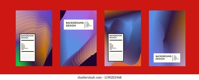 Wavy Colorful Marble Background Set. Trendy Gradient Shapes Composition. Eps10 Vector.
