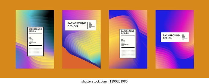 Wavy Colorful Marble Background Set. Trendy Gradient Shapes Composition. Eps10 Vector.