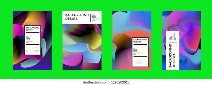 Wavy Colorful Marble Background Set. Trendy Gradient Shapes Composition. Eps10 Vector.