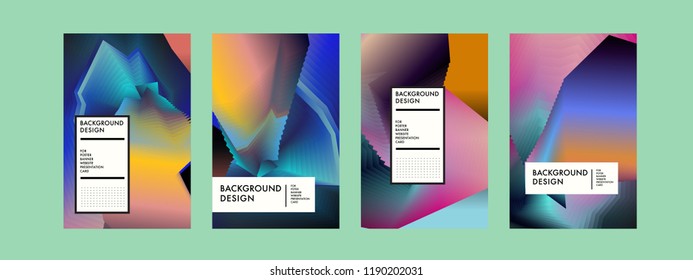 Wavy Colorful Marble Background Set. Trendy Gradient Shapes Composition. Eps10 Vector.