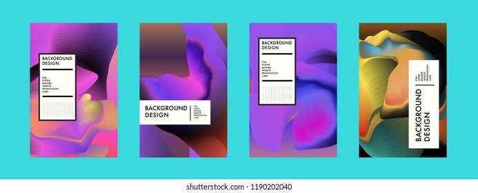 Wavy Colorful Marble Background Set. Trendy Gradient Shapes Composition. Eps10 Vector.