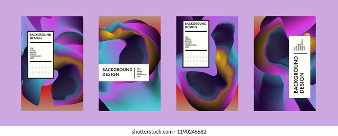 Wavy Colorful Marble Background Set. Trendy Gradient Shapes Composition. Eps10 Vector.