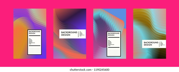 Wavy Colorful Marble Background Set. Trendy Gradient Shapes Composition. Eps10 Vector.