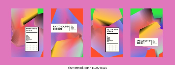Wavy Colorful Marble Background Set. Trendy Gradient Shapes Composition. Eps10 Vector.