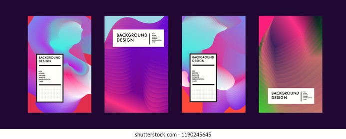 Wavy Colorful Marble Background Set. Trendy Gradient Shapes Composition. Eps10 Vector.