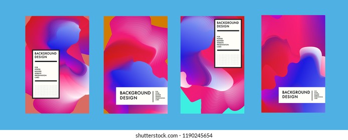 Wavy Colorful Marble Background Set. Trendy Gradient Shapes Composition. Eps10 Vector.