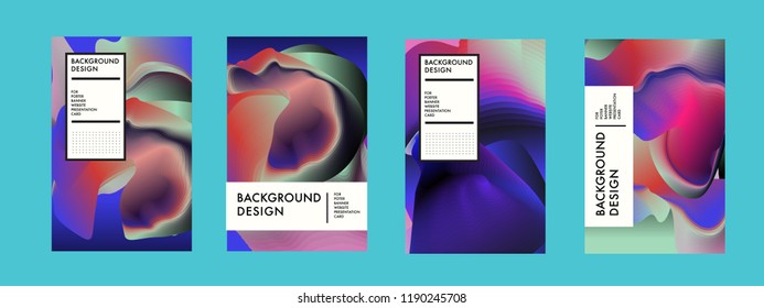 Wavy Colorful Marble Background Set. Trendy Gradient Shapes Composition. Eps10 Vector.
