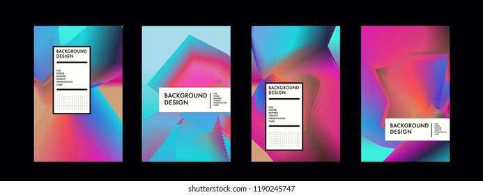 Wavy Colorful Marble Background Set. Trendy Gradient Shapes Composition. Eps10 Vector.