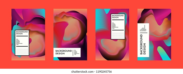 Wavy Colorful Marble Background Set. Trendy Gradient Shapes Composition. Eps10 Vector.