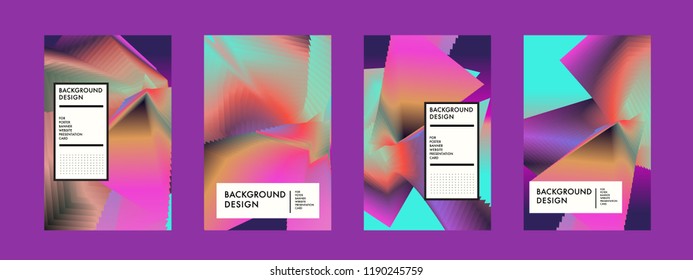 Wavy Colorful Marble Background Set. Trendy Gradient Shapes Composition. Eps10 Vector.
