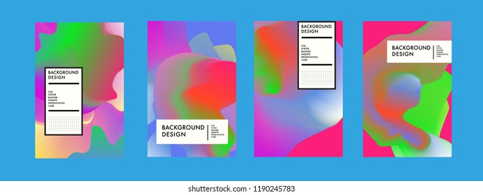 Wavy Colorful Marble Background Set. Trendy Gradient Shapes Composition. Eps10 Vector.