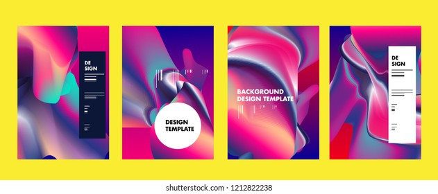 Conjunto de fondo de mármol ondulado y colorido. Composición de formas degradadas de moda. Vector Eps10.