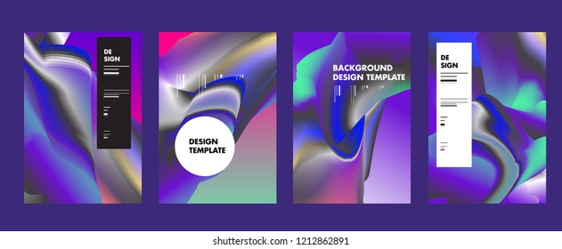 Wavy Colorful Marble Background Set. Trendy Gradient Shapes Composition. Eps10 Vector.