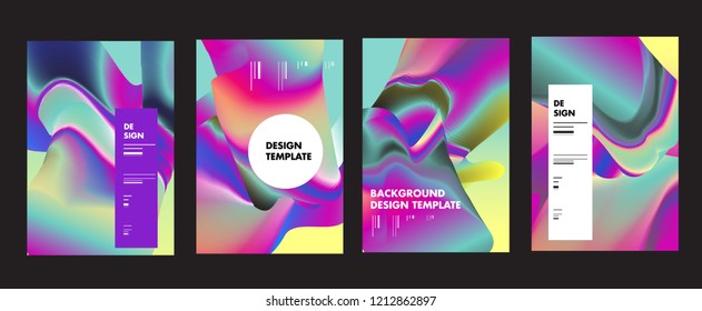 Wavy Colorful Marble Background Set. Trendy Gradient Shapes Composition. Eps10 Vector.
