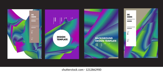 Wavy Colorful Marble Background Set. Trendy Gradient Shapes Composition. Eps10 Vector.