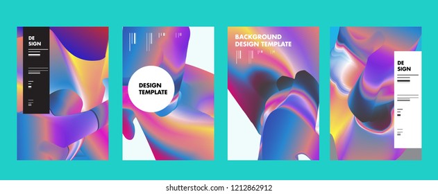 Wavy Colorful Marble Background Set. Trendy Gradient Shapes Composition. Eps10 Vector.