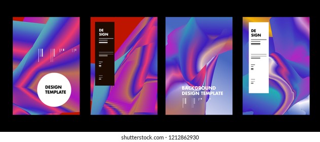 Wavy Colorful Marble Background Set. Trendy Gradient Shapes Composition. Eps10 Vector.