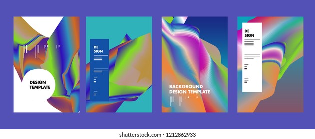 Wavy Colorful Marble Background Set. Trendy Gradient Shapes Composition. Eps10 Vector.