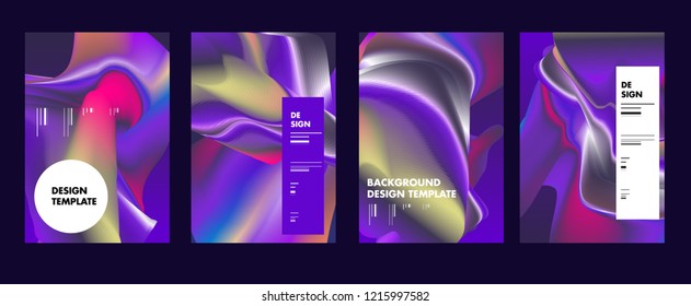 Wavy Colorful Marble Background Set. Trendy Gradient Shapes Composition. Eps10 Vector