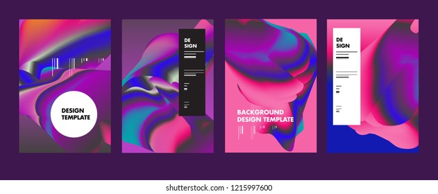 Wavy Colorful Marble Background Set. Trendy Gradient Shapes Composition. Eps10 Vector