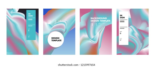 Wavy Colorful Marble Background Set. Trendy Gradient Shapes Composition. Eps10 Vector