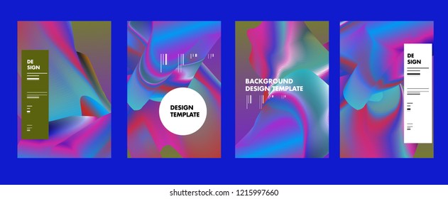 Wavy Colorful Marble Background Set. Trendy Gradient Shapes Composition. Eps10 Vector