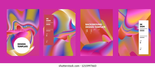 Wavy Colorful Marble Background Set. Trendy Gradient Shapes Composition. Eps10 Vector