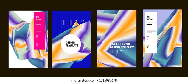 Wavy Colorful Marble Background Set. Trendy Gradient Shapes Composition. Eps10 Vector