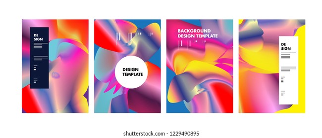 Wavy Colorful Marble Background Set. Trendy Gradient Shapes Composition. Eps10 Vector.
