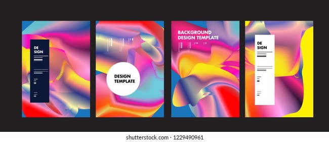 Wavy Colorful Marble Background Set. Trendy Gradient Shapes Composition. Eps10 Vector.