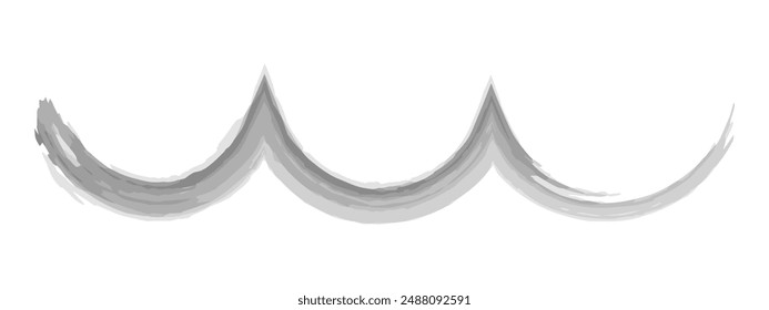 Wavy concave line. Sketch. Horizontal amplitude of oscillations. Hand drawn watercolor signpost. Vector illustration. Outline on isolated white background. Doodle style. Idea for web design.