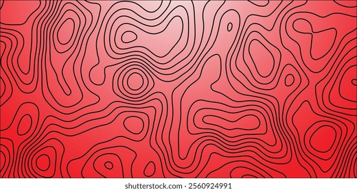 Wavy Contour background. Topographic Red Black contour background. contour lines background. Topographic contour wallpaper. Abstract wavy background.