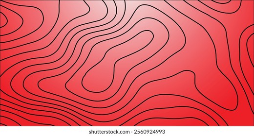 Wavy Contour background. Topographic Red Black contour background. contour lines background. Topographic contour wallpaper. Abstract wavy background.