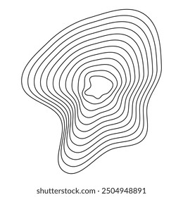 Wavy contour lines. Fluid topographic shapes. Organic terrain patterns. Natural elevation contours.