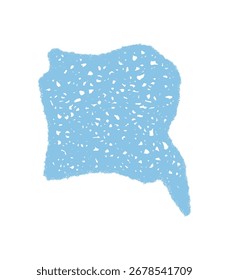 Boceto de burbuja de discurso de crayón ondulado en azul abstracto con rectángulo de fluido orgánico y forma de nube suave. Mensaje y elemento de conversación para fondos creativos, ideal para redes sociales, medios de comunicación o comunicación