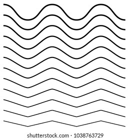 Wavy, criss-cross, zig-zag lines. Set of different levels
