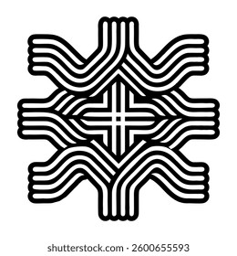 Wavy cross symbol icon in glyph style