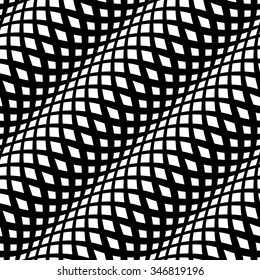 Wavy crossed stripes seamless pattern 3D. Abstract fashion texture. Geometric monochrome template. Graphic style for wallpaper, wrapping, fabric, background, apparel, prints, website, blog etc. Vector