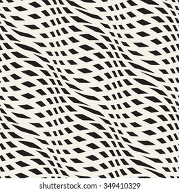 Wavy crossed stripes seamless pattern 3D. Abstract fashion texture. Geometric monochrome template. Graphic style for wallpaper, wrapping, fabric, background, apparel, prints, website etc. Vector
