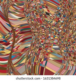 Wavy, crossing lines mesh, with random colored, filled parts