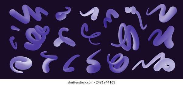 Wavy curly shape with colorful gradient. Modern 3d figure. Vector illustration.