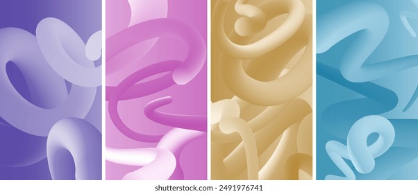 Wavy curly shape with colorful gradient. Modern 3d figure. Vector illustration.