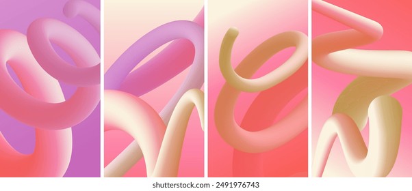 Wavy curly shape with colorful gradient. Modern 3d figure. Vector illustration.